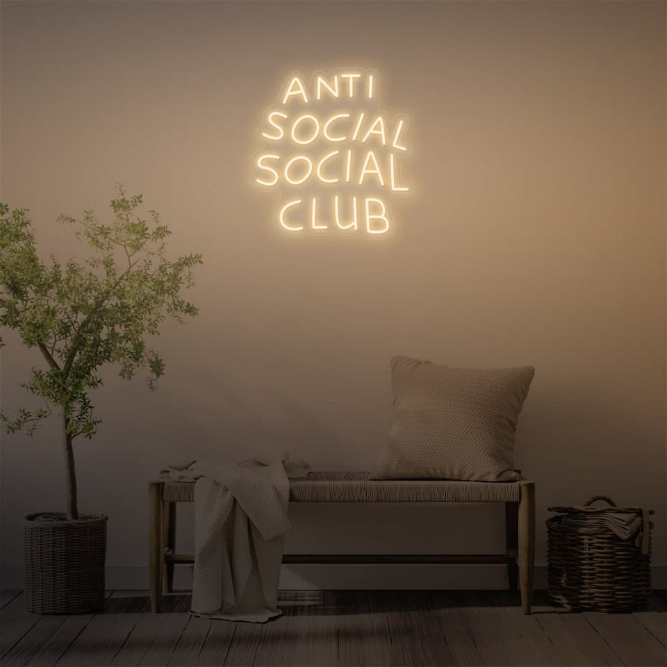 ANTI SOCIAL SOCIAL CLUB WARM WHITE COLOR NEON SIGN