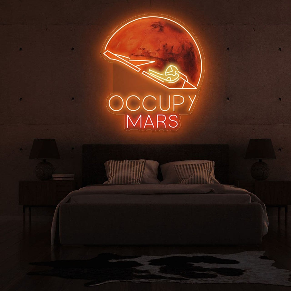 Occupy Mars neon sign
