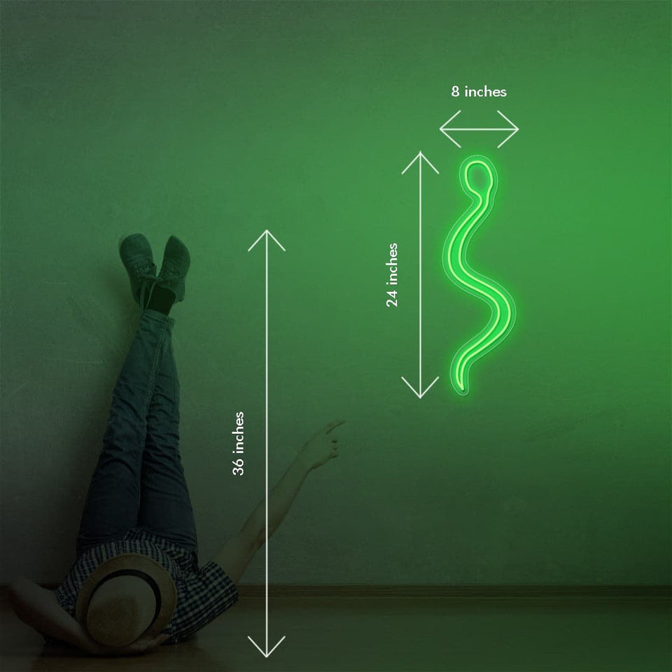 'Green Snake' is a 24 inch LED Neon Sign By Kate Pearce