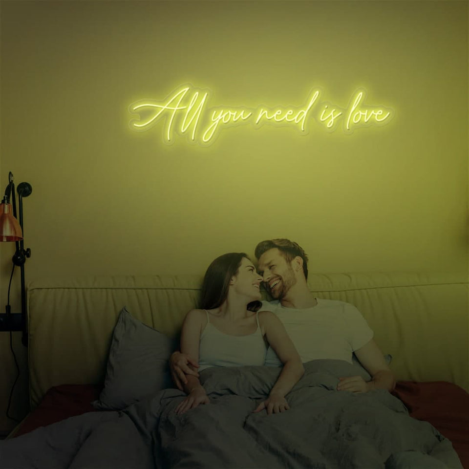 ALL YOU NEED IS LOVE LEMON YELLOW COLOR NEON SIGN