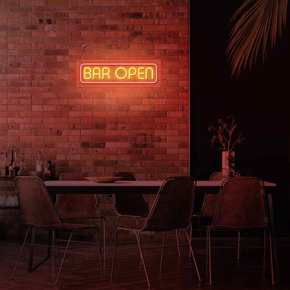 Bar open neon sign