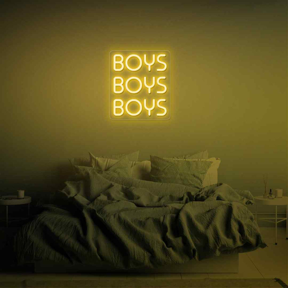 Boys boys boys neon sign