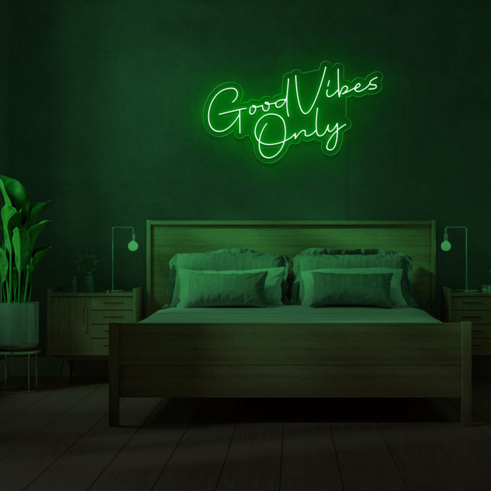 GOOD VIBES ONLY DEEP GREEN COLOR LED NEON SIGN