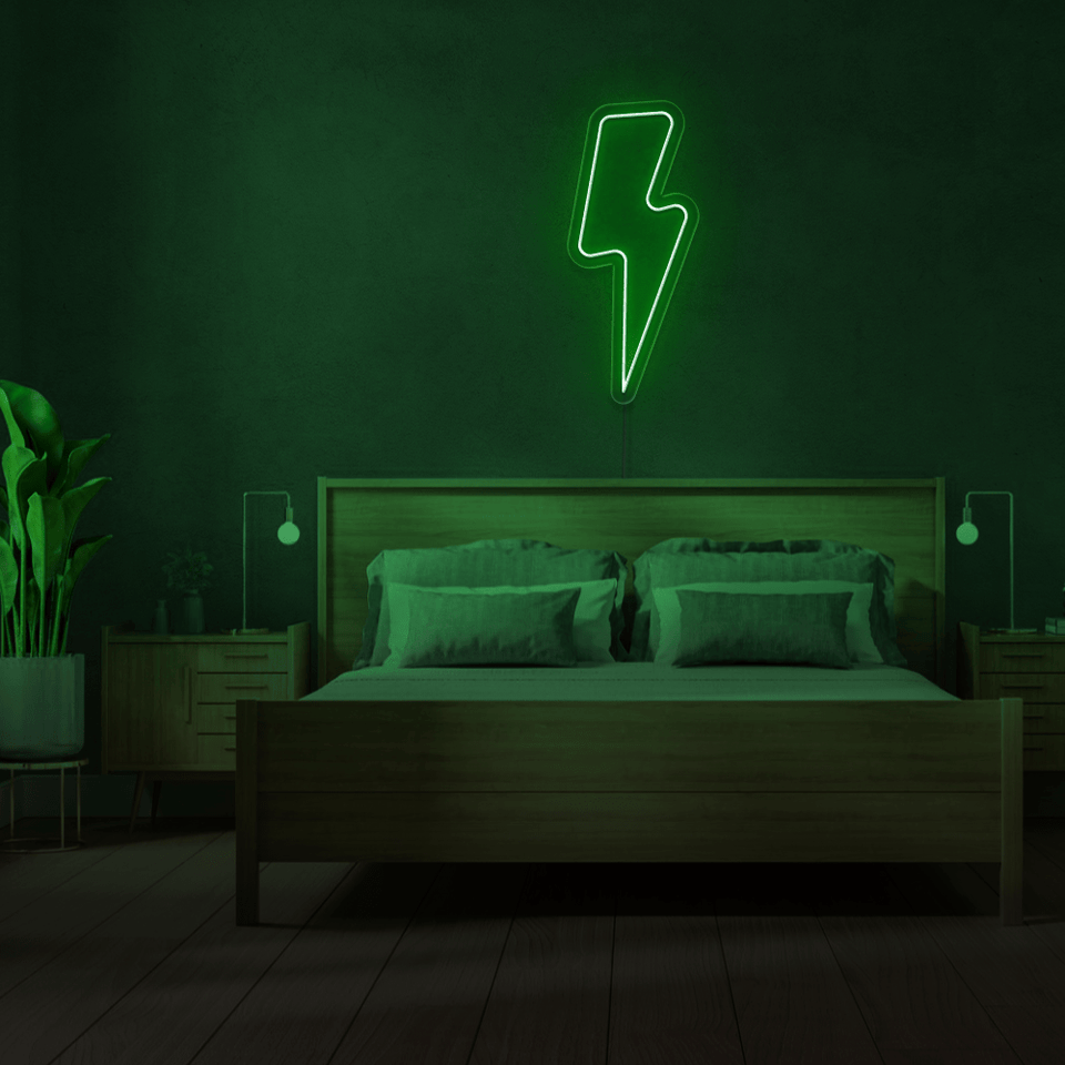 LIGHTNING BOLT DEEP GREEN COLOR LED NEON SIGN