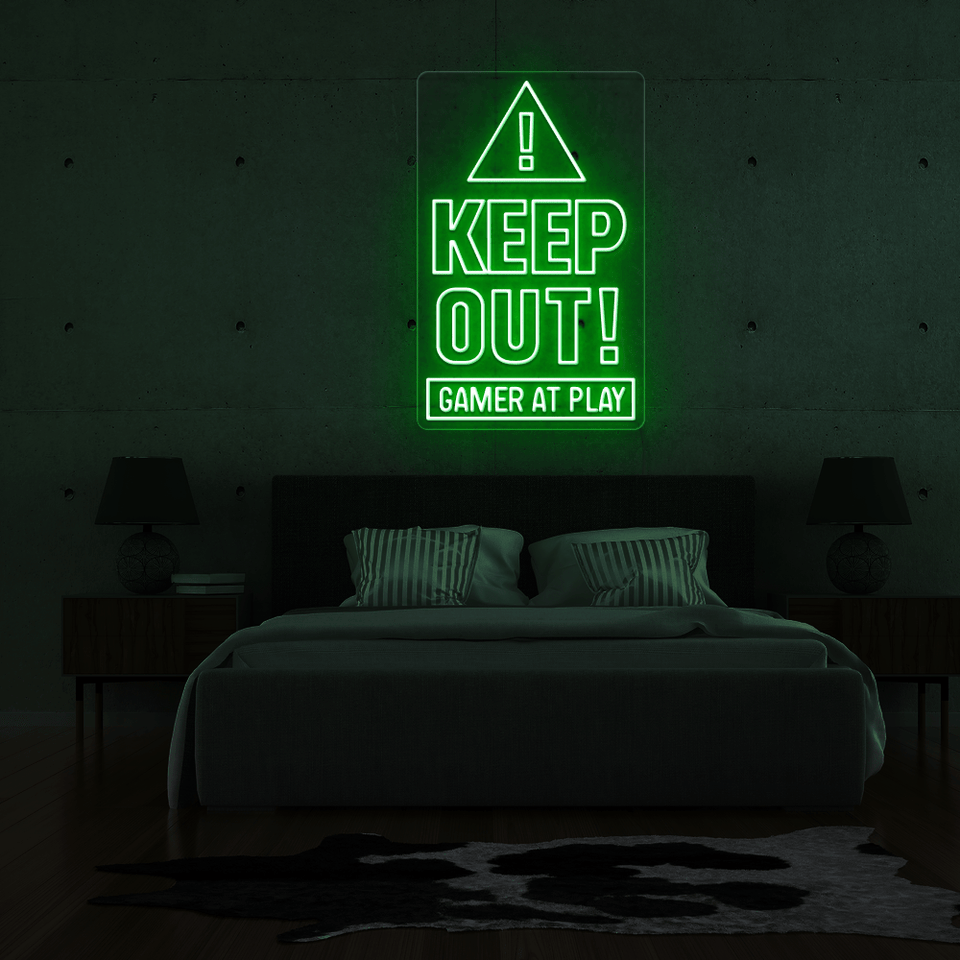 GAMER AT PLAY deep green color LED sign designed by neonmarvels.com