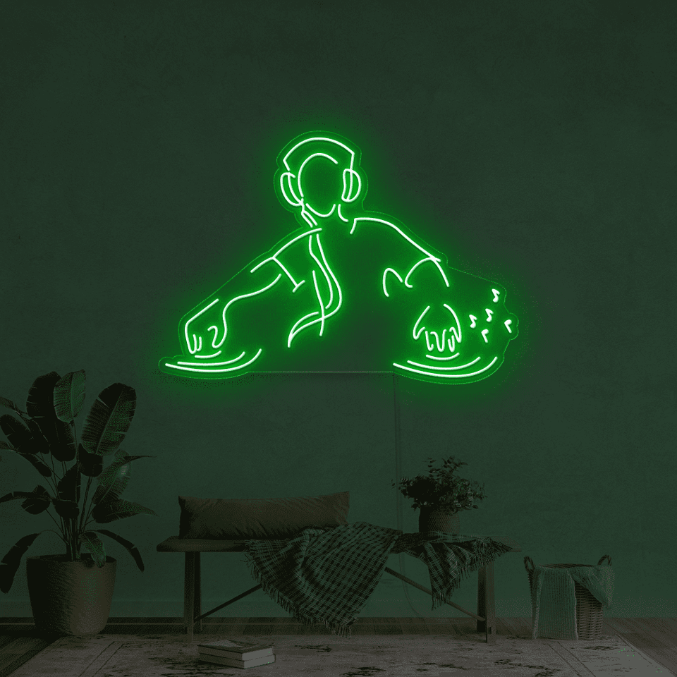 DJ player deep green color LED neon sign - From Neonmarvels