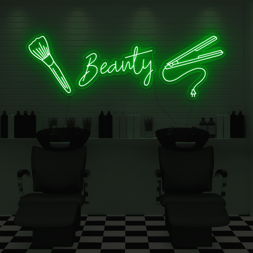 Beauty Salon LED neon sign in deep green color - by Neonmarvels.com