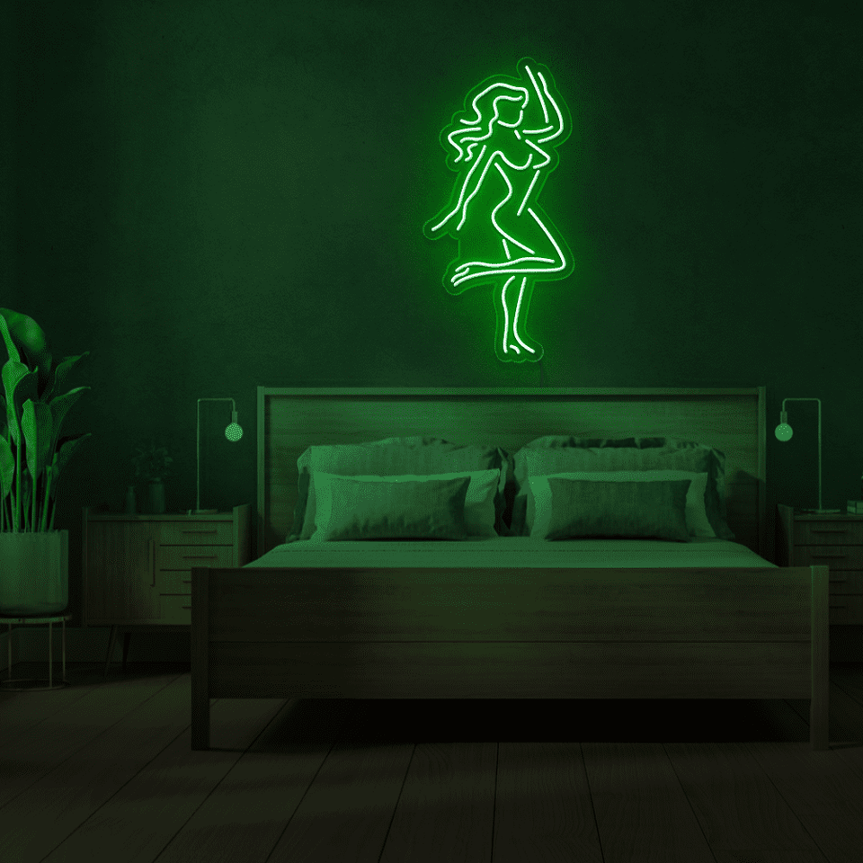 GIRL DANCING DEEP GREEN COLOR LED NEON SIGN