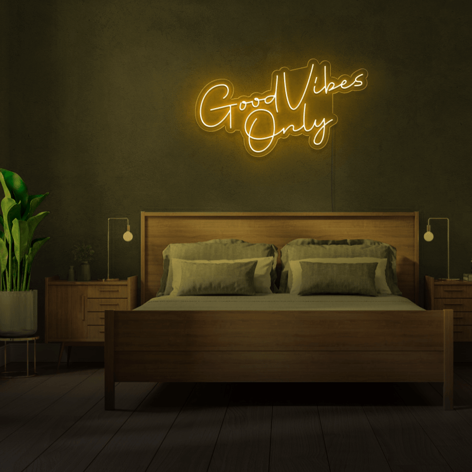 GOOD VIBES ONLY GOLDEN YELLOW COLOR LED NEON SIGN