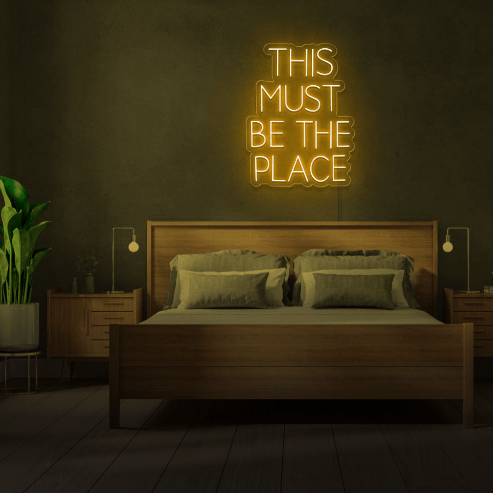 THIS MUST BE THE PLACE BOLT GOLDEN YELLOW COLOR LED NEON SIGN