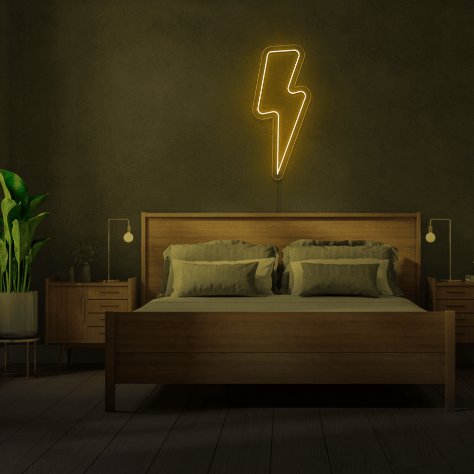 LIGHTNING BOLT GOLDEN YELLOW COLOR LED NEON SIGN