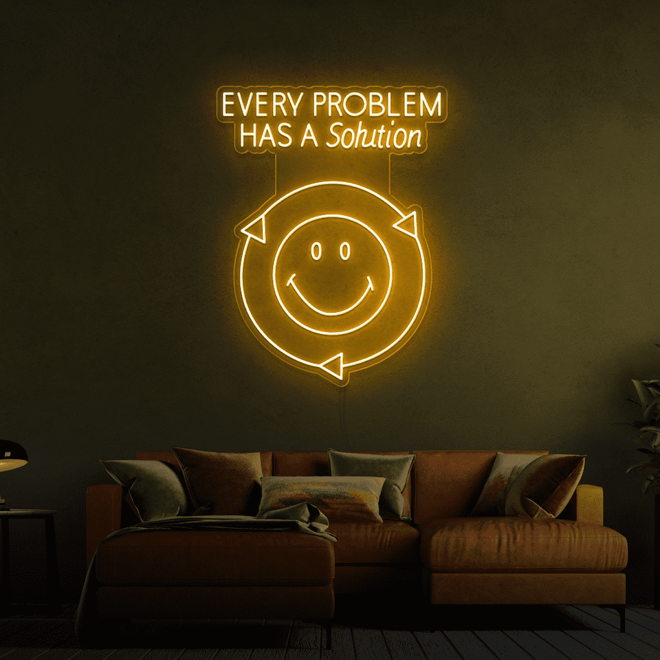 EVERY PROBLEM HAS A SOLUTION WARM WHITE COLOR LED NEON SIGN