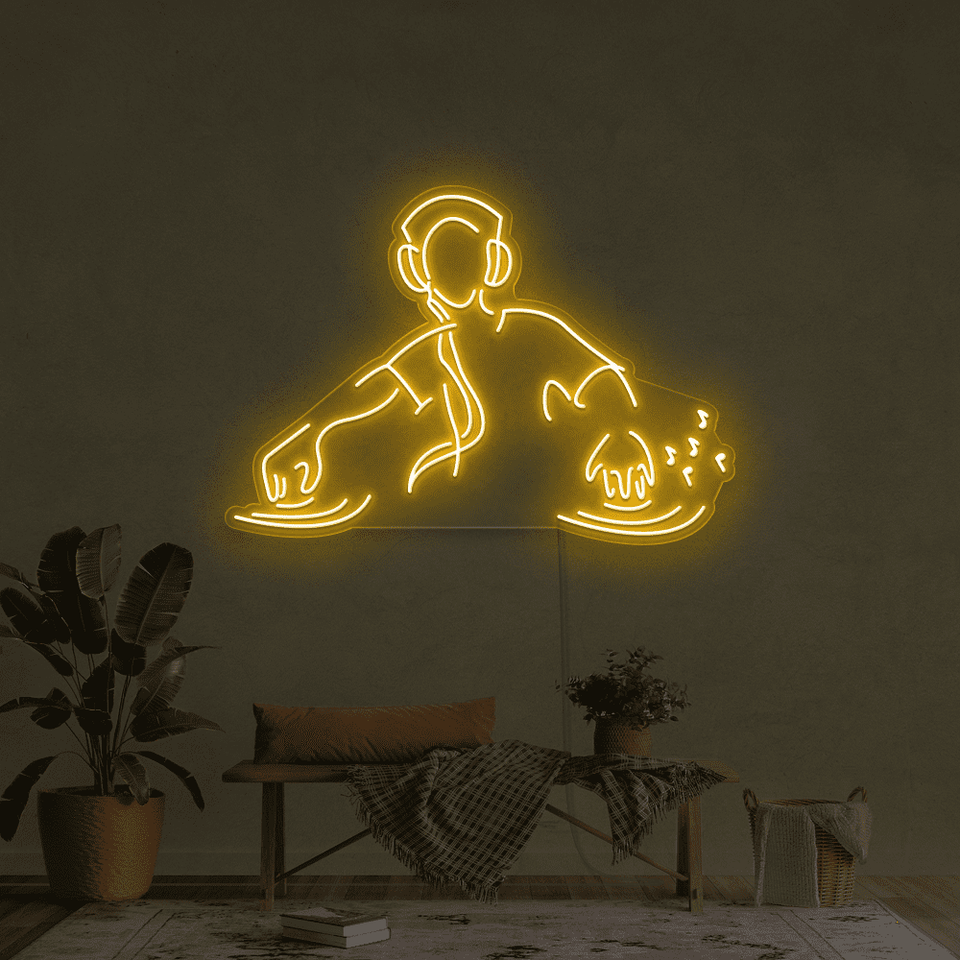 DJ player golden yellow color LED neon sign - From Neonmarvels
