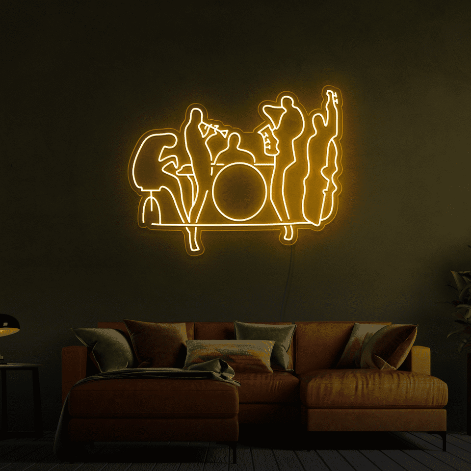 Music Band as an LED Neon sign in golden yellow color - Made by Neon Marvels