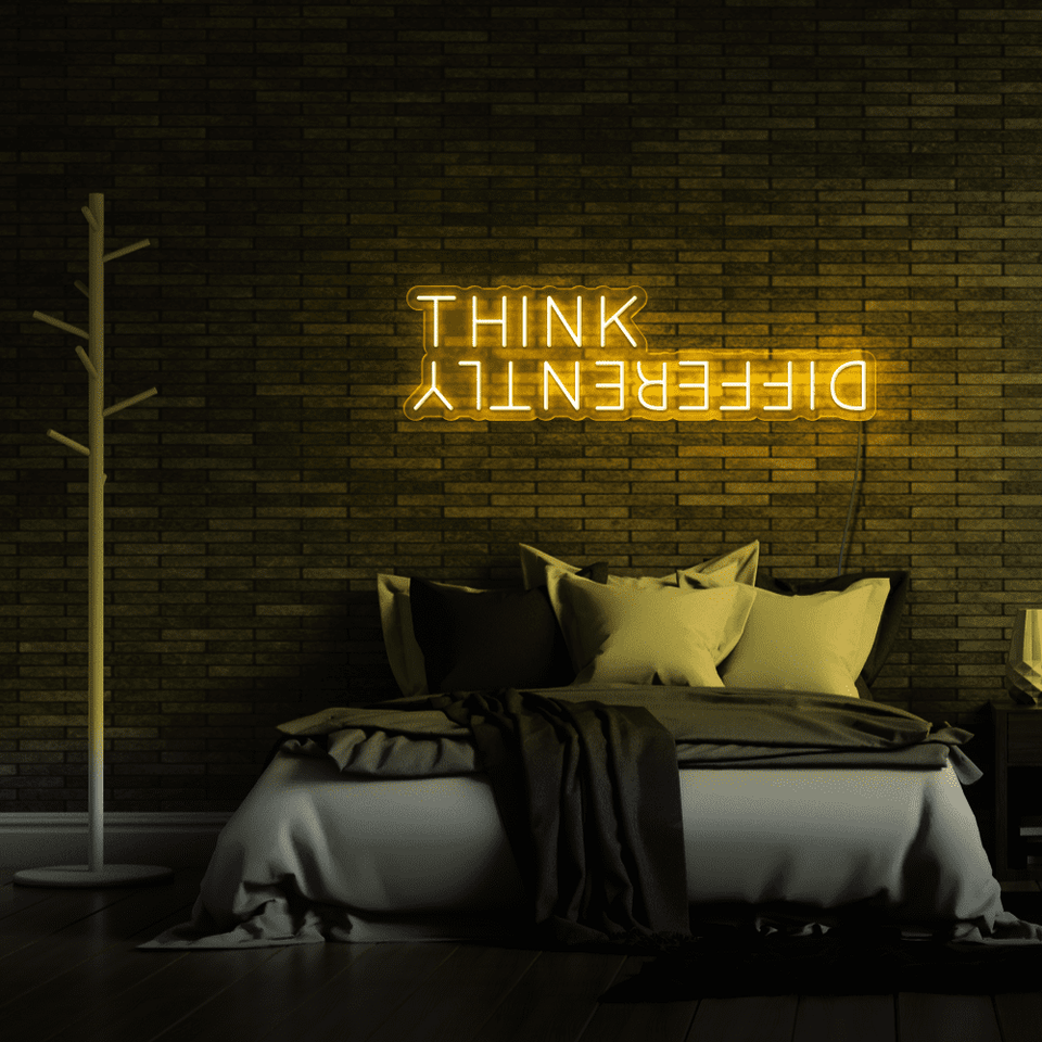 THINK DIFFERENTLY GOLDEN YELLOW COLOR LED NEON SIGN