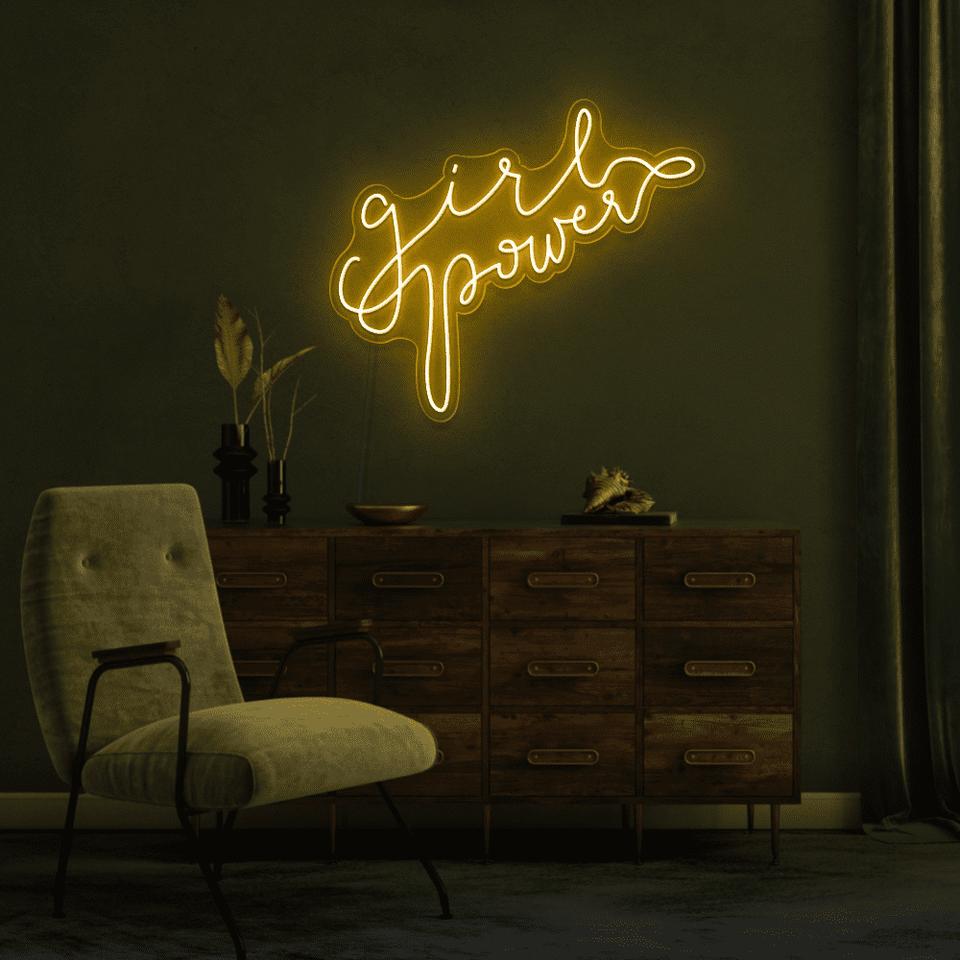 GIRL POWER GOLDEN YELLOW COLOR LED NEON SIGN
