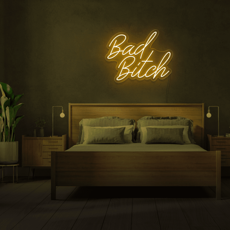 BAD BITCH GOLDEN YELLOW COLOR LED NEON SIGN