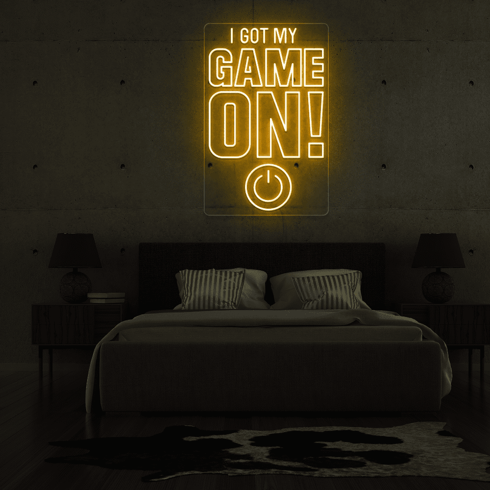 I GOT MY GAME ON golden color color LED neon sign designed by neonmarvels.com
