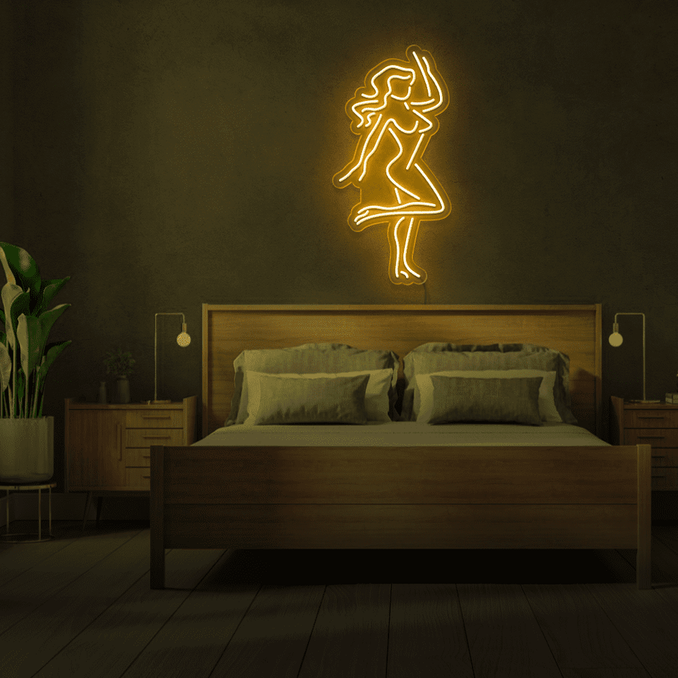 GIRL DANCING GOLDEN YELLOW COLOR LED NEON SIGN