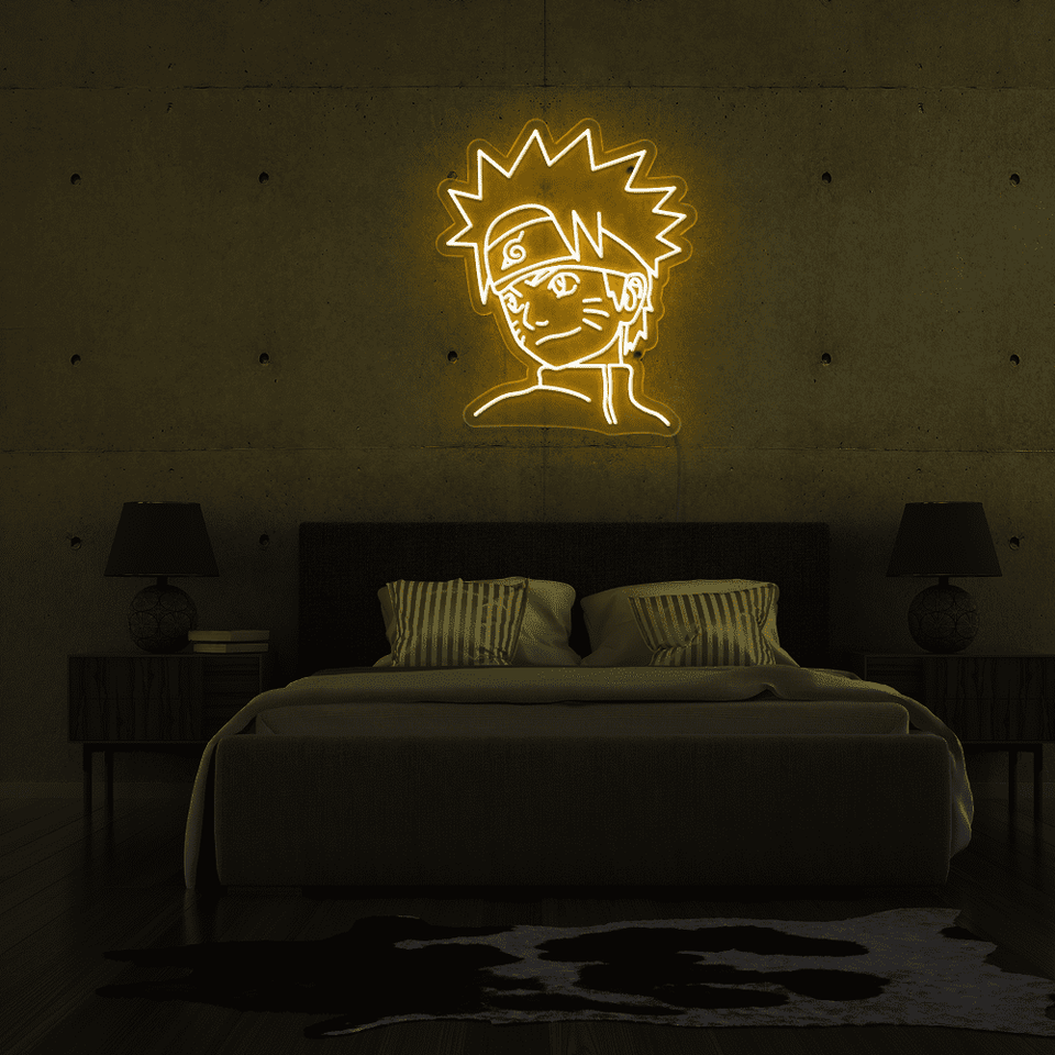 Naruto inspired LED neon sign in golden yellow color from Neonmarvels