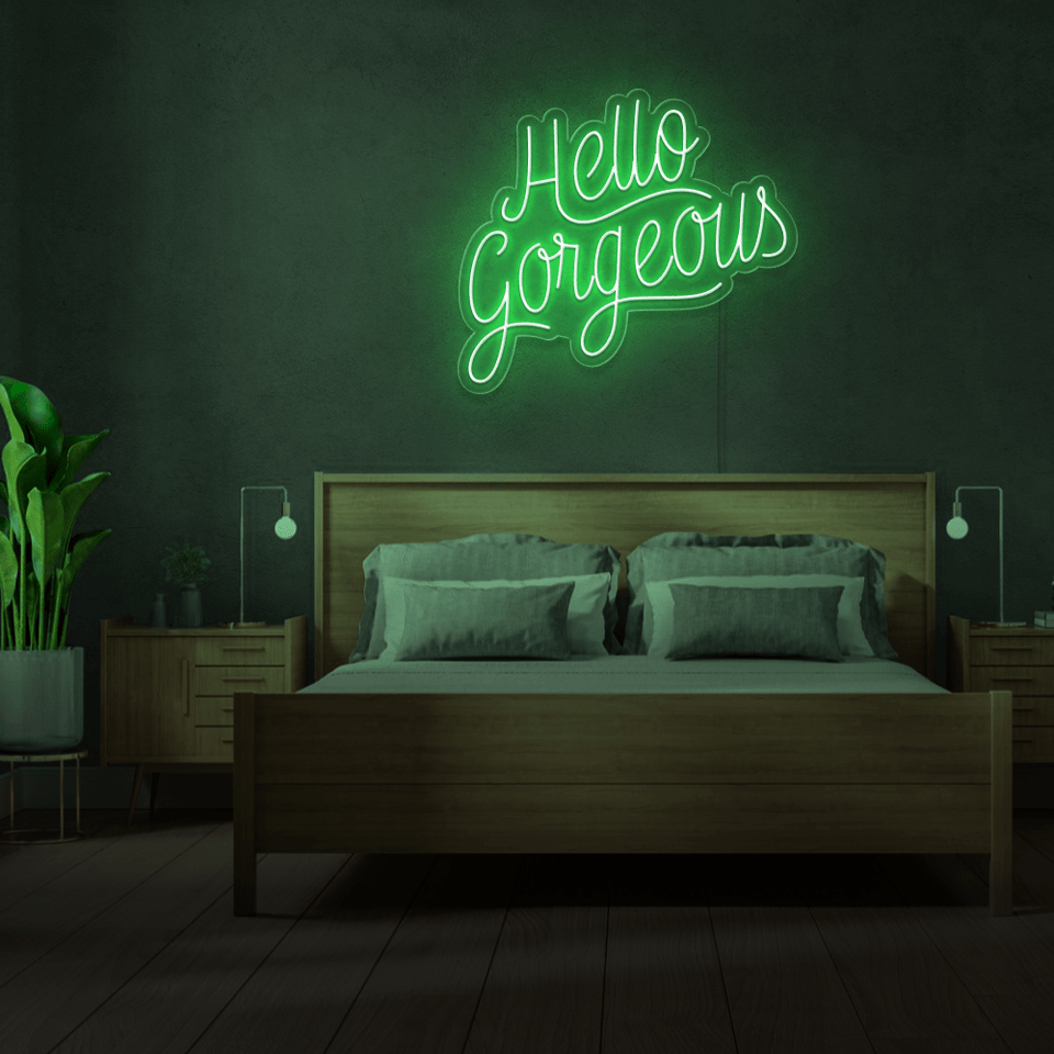 HELLO GORGEOUS GREEN COLOR LED NEON SIGN