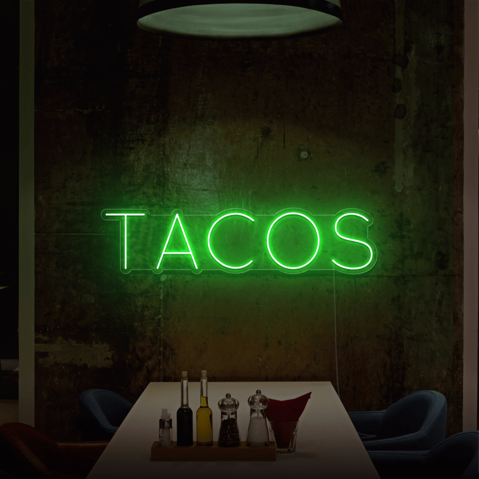 TACOS LED NEON SIGN IN GREEN COLOR BY NEON MARVELS