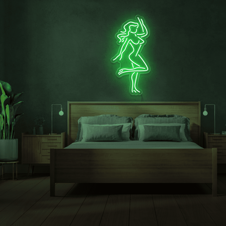 GIRL DANCING GREEN COLOR LED NEON SIGN