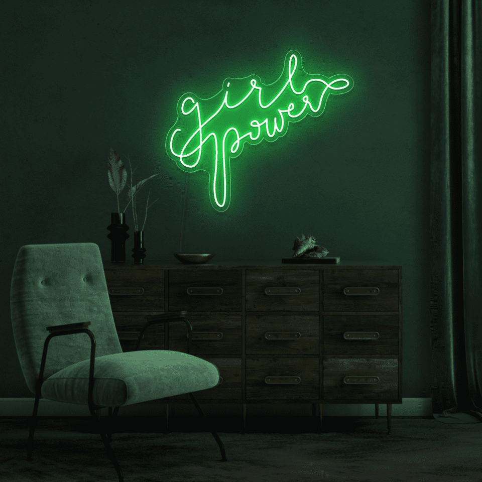 GIRL POWER GREEN COLOR LED NEON SIGN