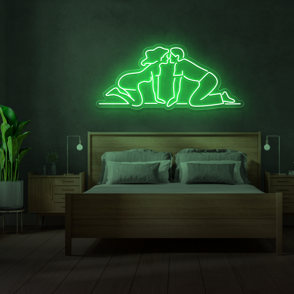 MAN AND WOMAN KISSING GREEN COLOR LED NEON SIGN