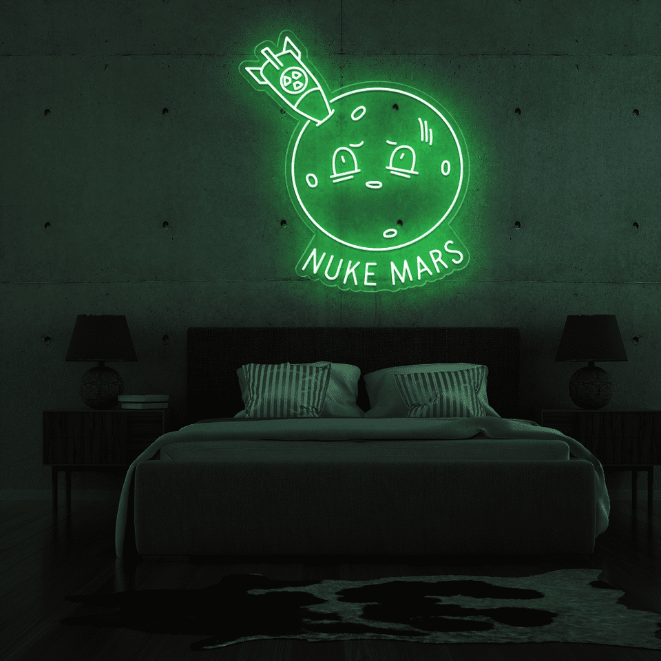 Nuke Mars caption as LED Neon Sign in Green Color - made by neonmarvels.com