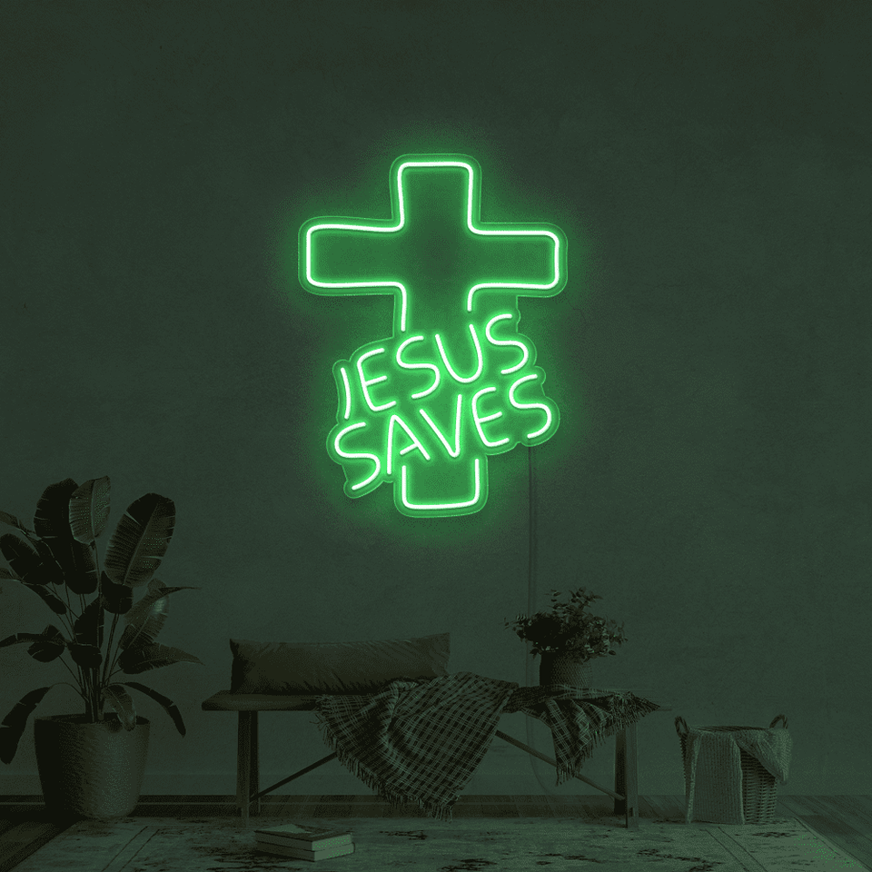 JESUS SAVES GREEN COLOR LED NEON SIGN