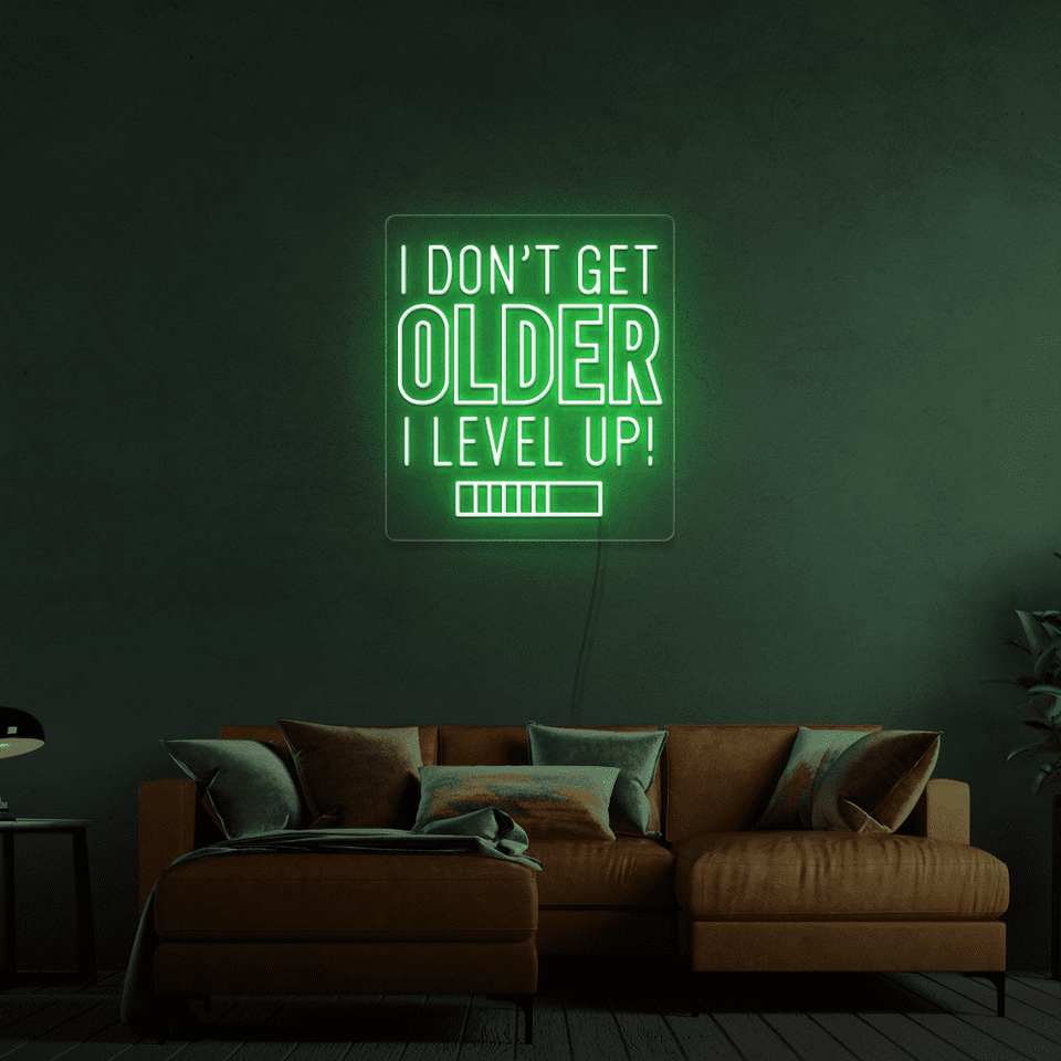 I DON'T GET OLDER I LEVEL UP! GREEN COLOR LED NEON SIGN