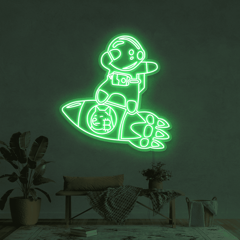 DOGECOIN BABY ASTRONAUT GREEN COLOR LED NEON SIGN