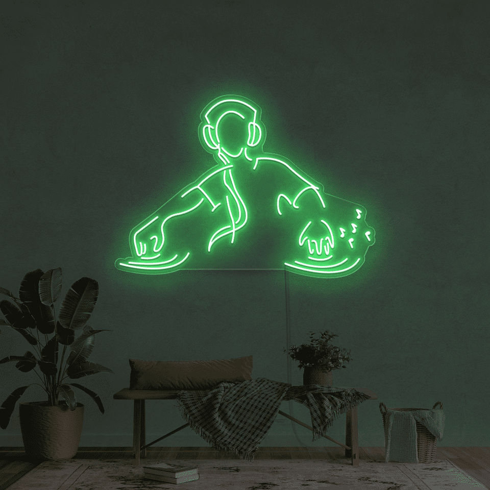 DJ player green color LED neon sign - From Neonmarvels