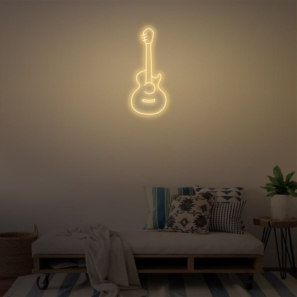 GUITAR WARM WHITE COLOR NEON SIGN