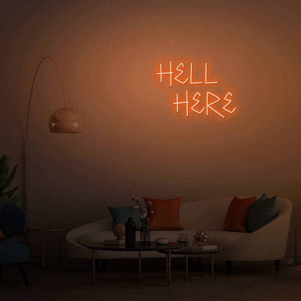HELL HERE ORANGE COLOR NEON SIGN