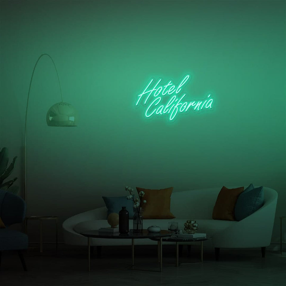 HOTEL CALIFORNIA MINT GREEN COLOR NEON SIGN