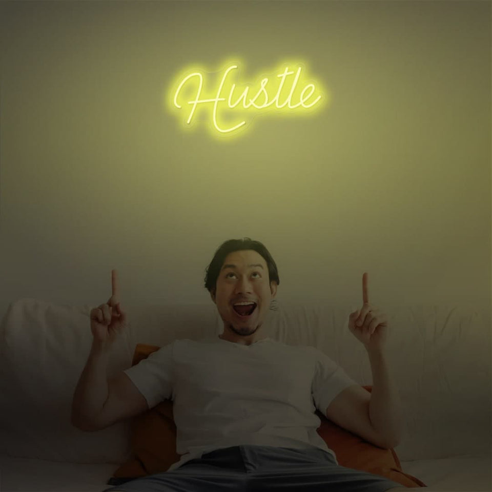 HUSTLE LEMON YELLOW COLOR NEON SIGN