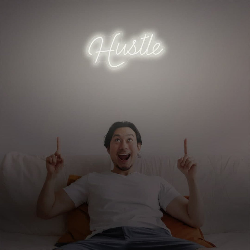HUSTLE WHITE COLOR NEON SIGN