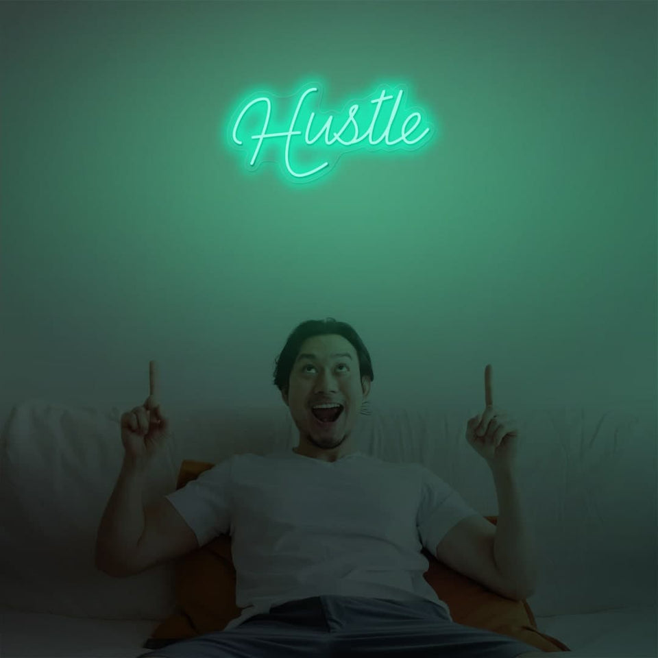 HUSTLE MINT GREEN COLOR NEON SIGN