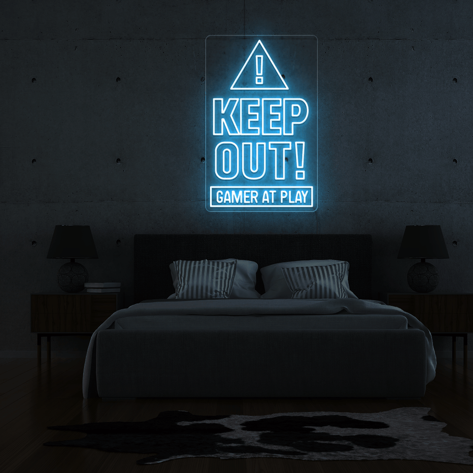 GAMER AT PLAY ice blue color LED sign designed by neonmarvels.com