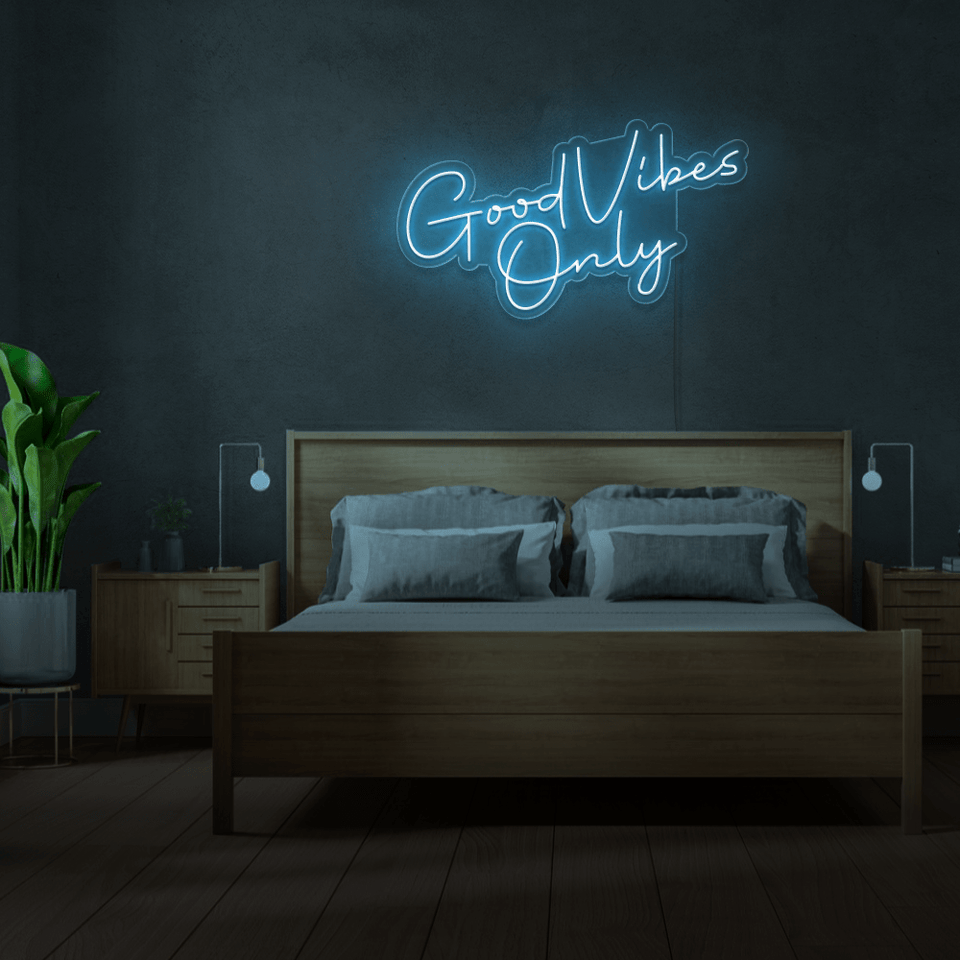 GOOD VIBES ONLY HIGH BLUE COLOR LED NEON SIGN