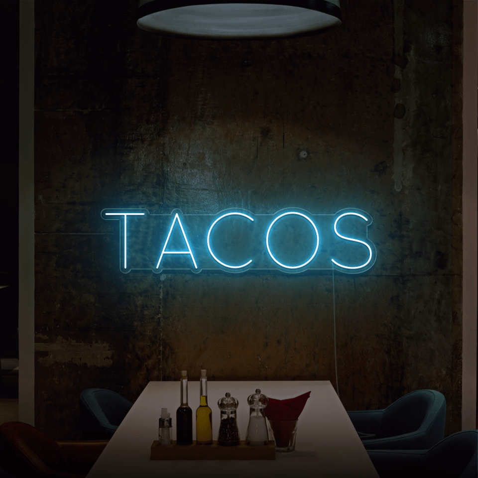 TACOS LED NEON SIGN IN ICE BLUE COLOR BY NEON MARVELS