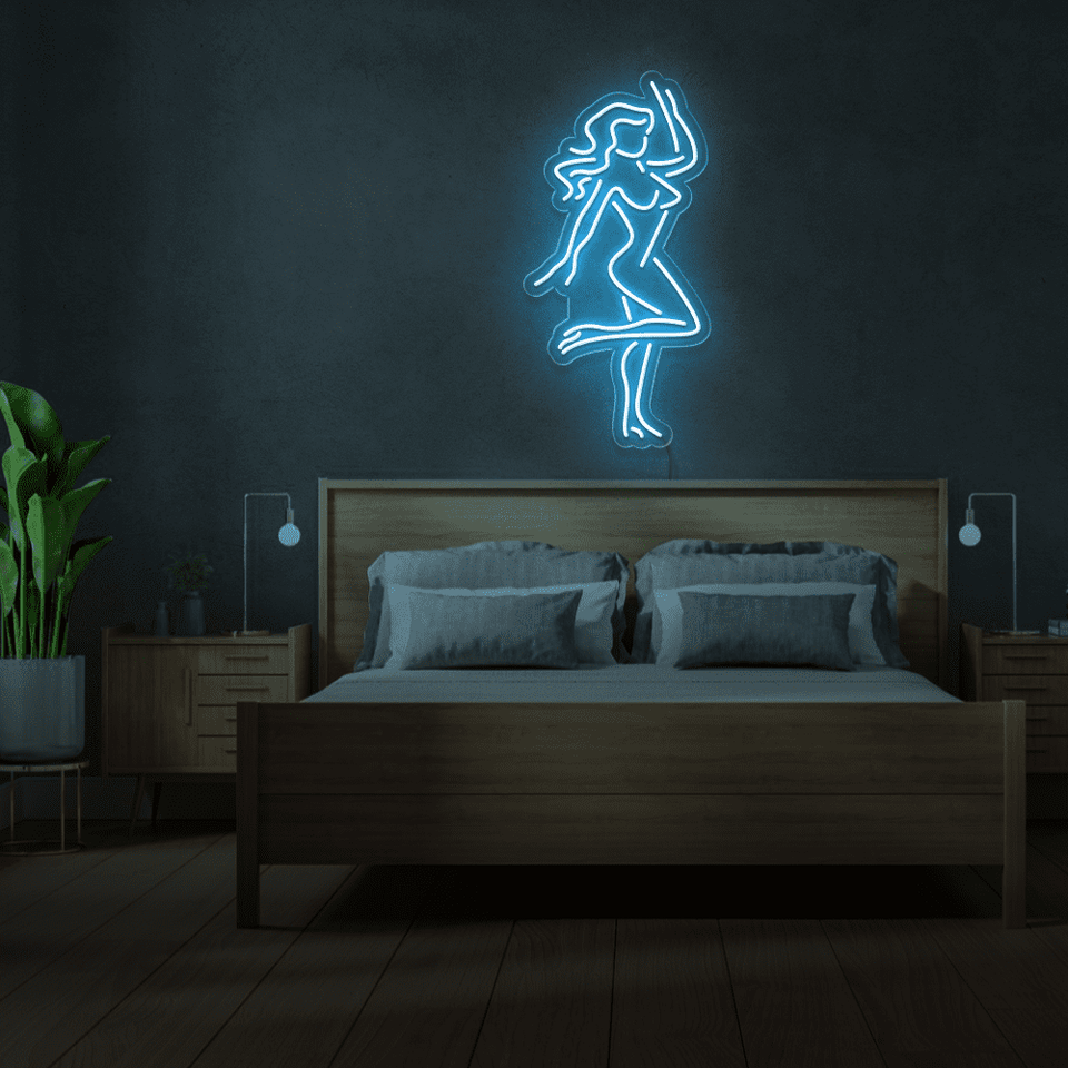 GIRL DANCING HIGH BLUE COLOR LED NEON SIGN