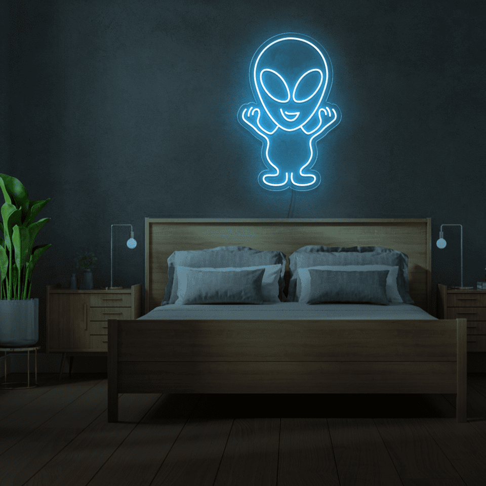 ALIEN LED Neon sign in ice blue color designed by Neon Marvels