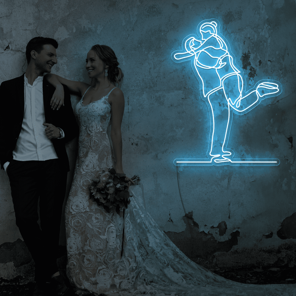 Lovely Couple LED neon sign in ice blue color - from Neonmarvels.com