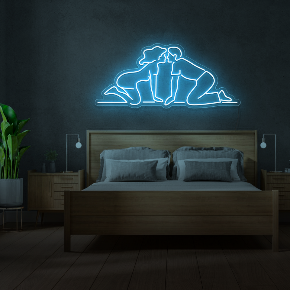 MAN AND WOMAN KISSING HIGH BLUE COLOR LED NEON SIGN