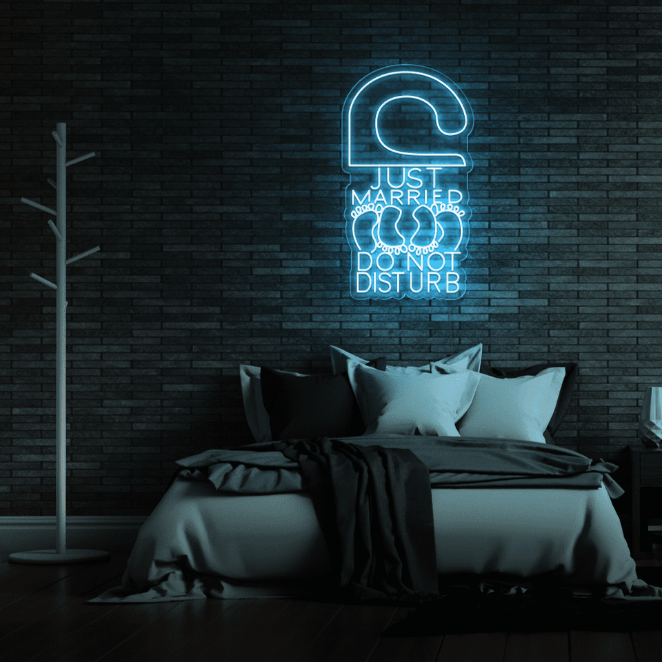 Married Couple LED neon sign in ice blue color by Neonmarvels.com