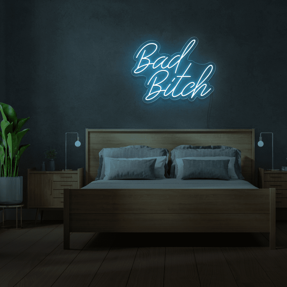 BAD BITCH HIGH BLUE COLOR LED NEON SIGN
