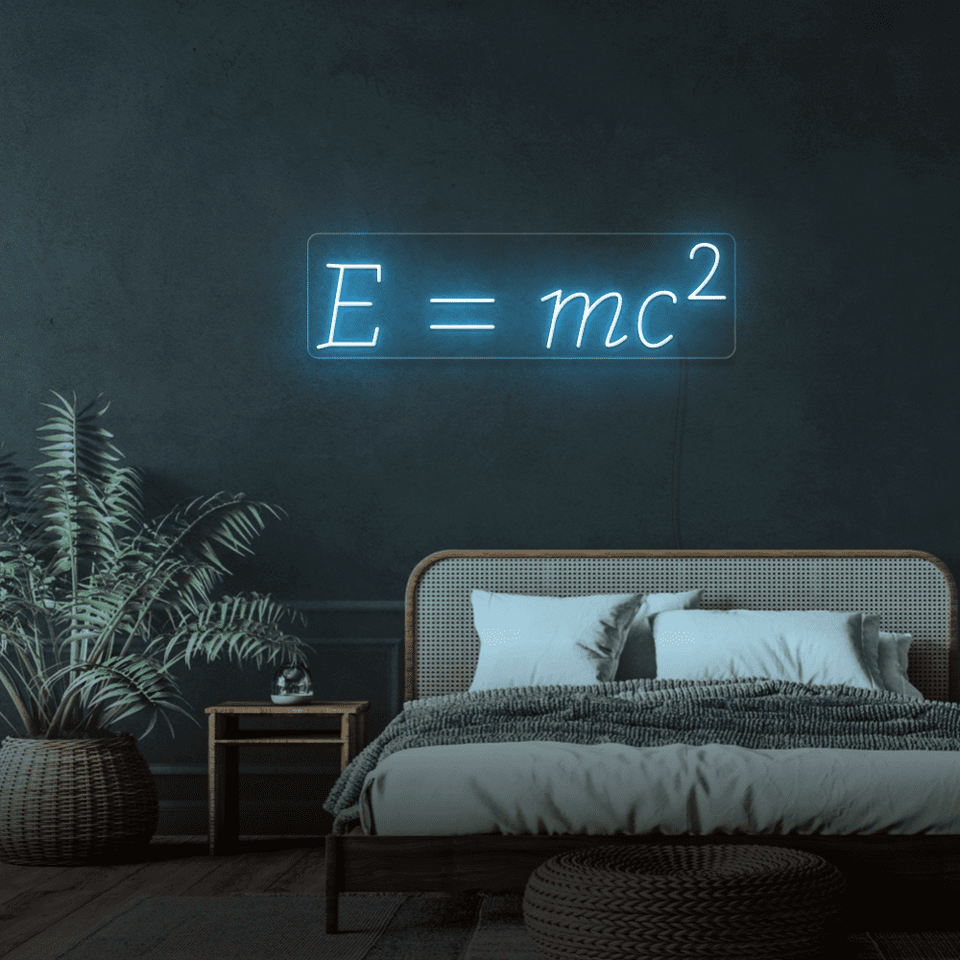 Einstein equation as LED neon sign in green color made by neonmarvels.com